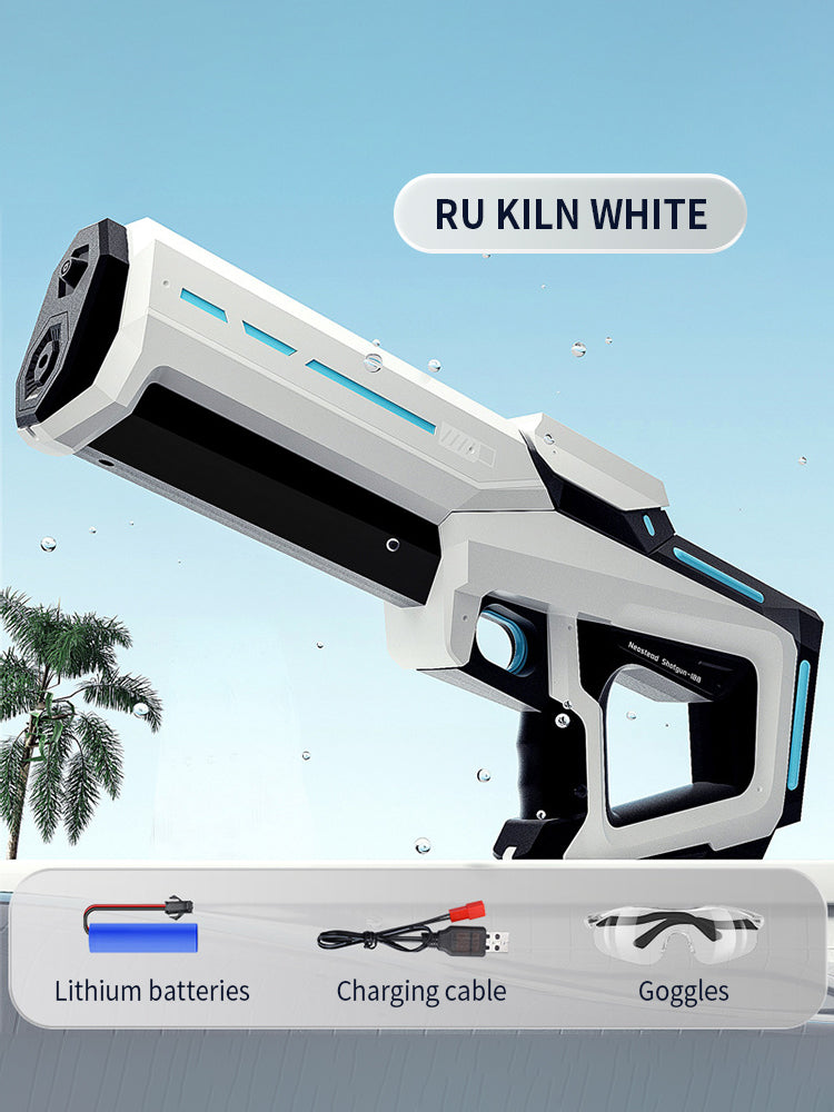 Pulse Electric Water Gun Spray Water Continuously Toy Gun with LED Flow Light&Goggle Children Pool Toy Automatical Suck Up Water