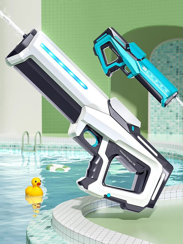 Pulse Electric Water Gun Spray Water Continuously Toy Gun with LED Flow Light&Goggle Children Pool Toy Automatical Suck Up Water
