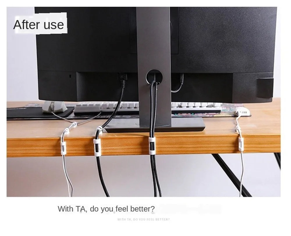 Cable Organizer Clips Cable Management Desktop & Workstation ABS Wire Manager Cord Holder USB Charging Data Line Bobbin Winder