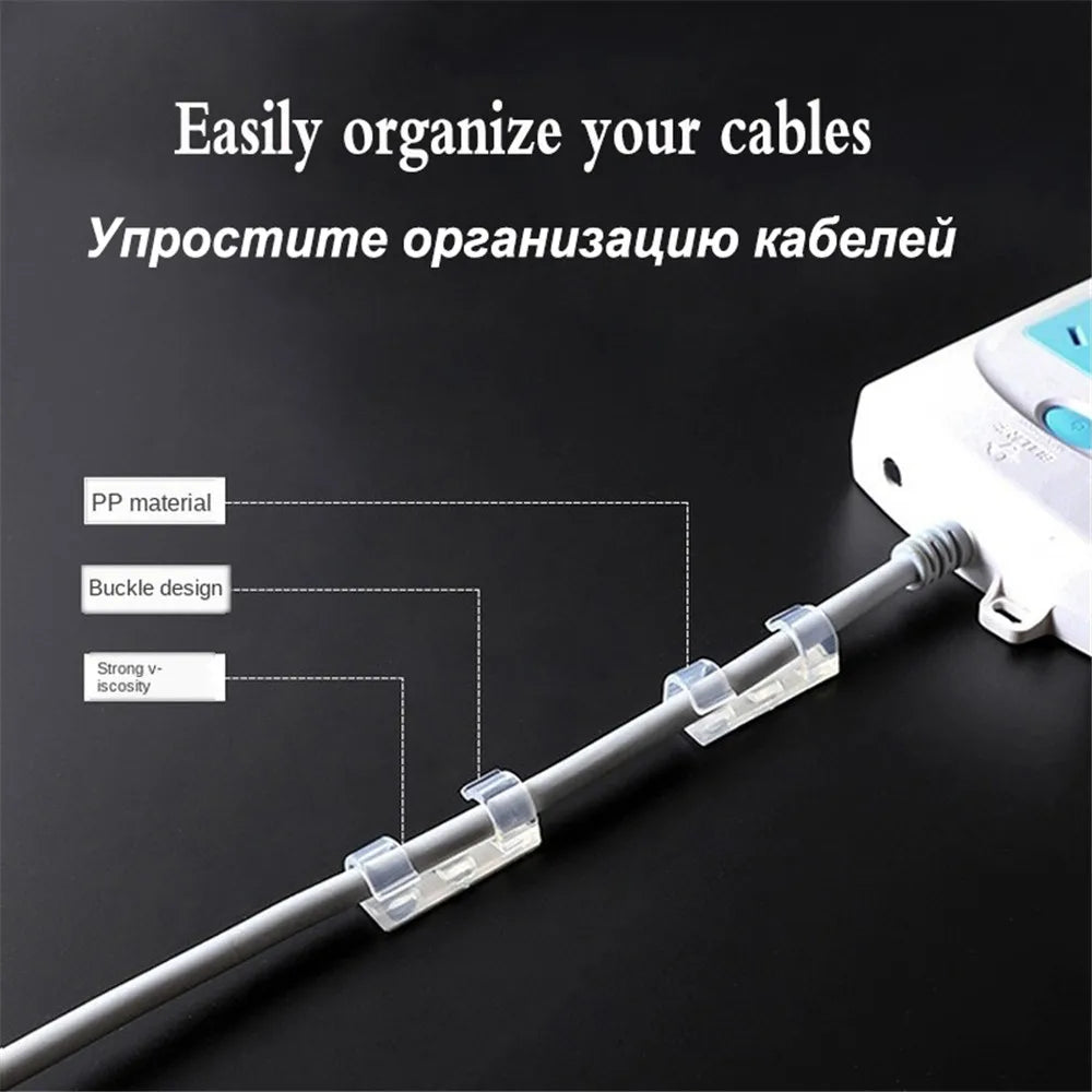 Cable Organizer Clips Cable Management Desktop & Workstation ABS Wire Manager Cord Holder USB Charging Data Line Bobbin Winder