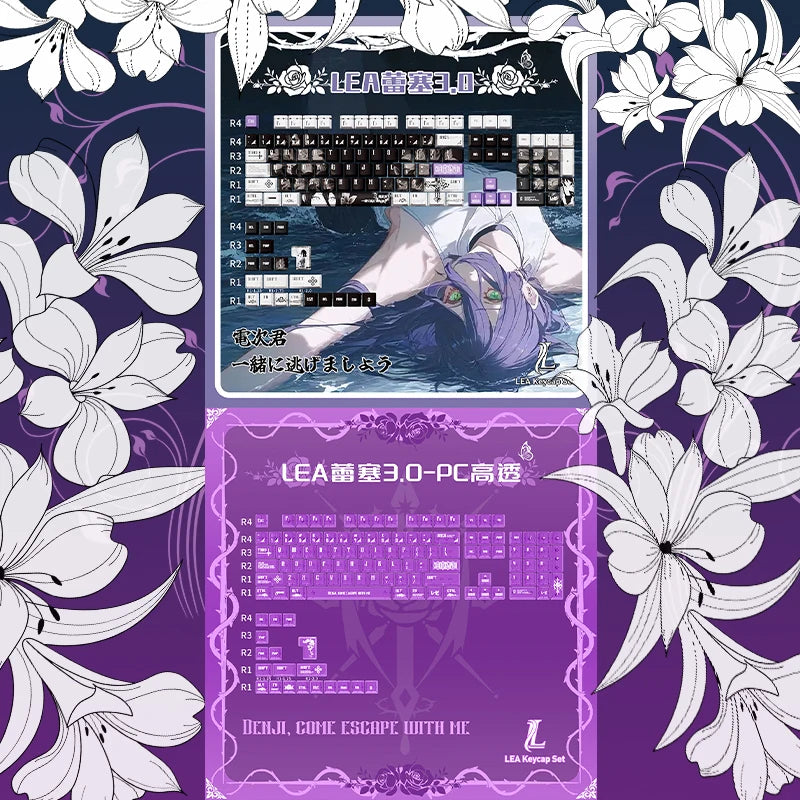 REZE Anime Theme Keycaps Set Customized PBT Sublimation Cherry Profile Keyboard Keycaps for Mechanical Keyboard Accessories Girl