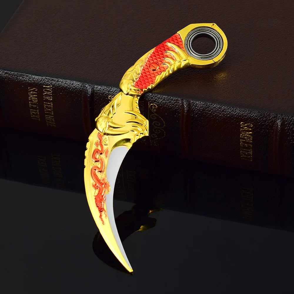 17CM Karambit Game Life and Death Peripheral Weapon Dark Moon Double Thorns Metal Model Knife Sword Ornament Gifts Toys for Boys
