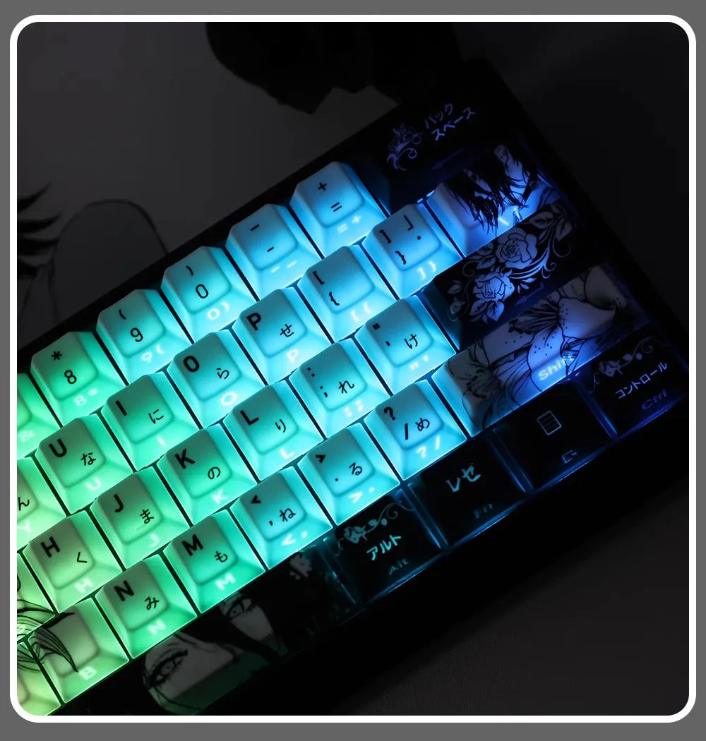 REZE Anime Theme Keycaps Set Customized PBT Sublimation Cherry Profile Keyboard Keycaps for Mechanical Keyboard Accessories Girl