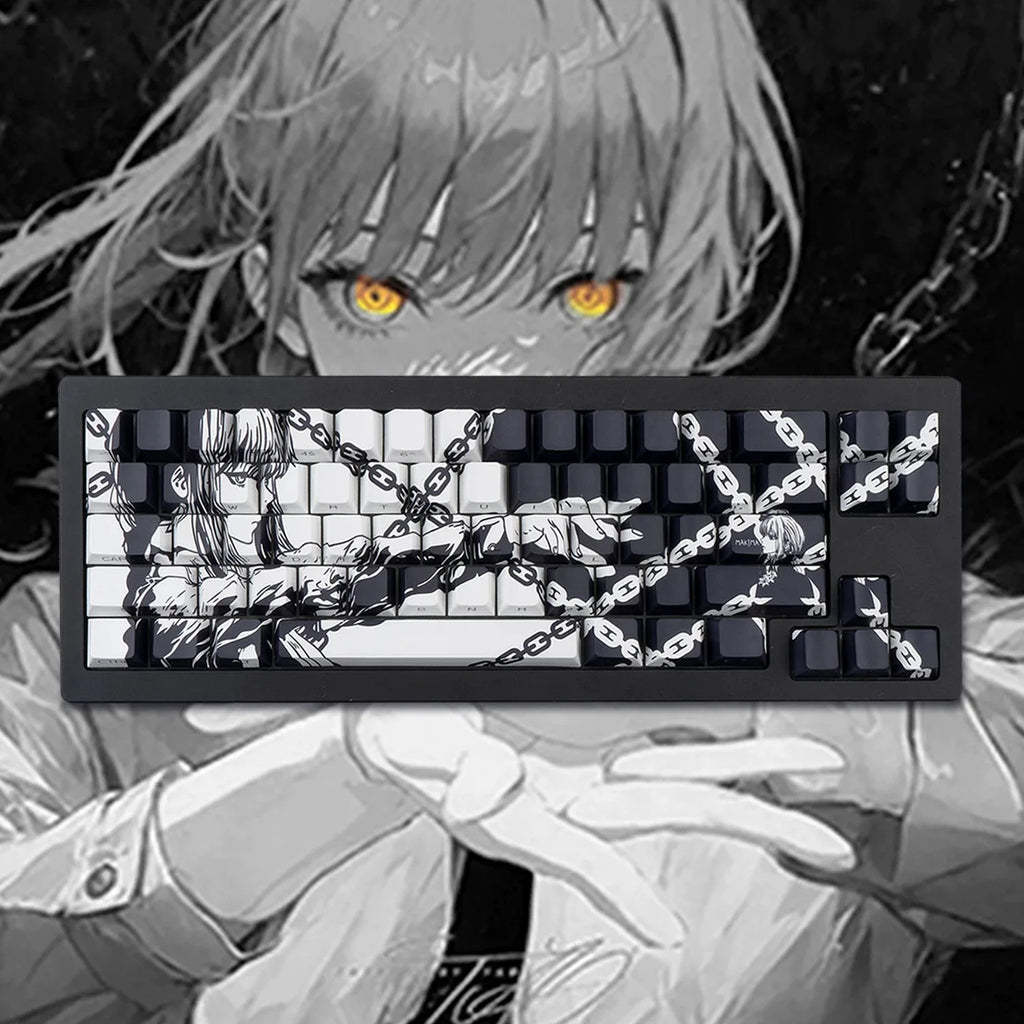 Makima Anime Keycaps Cartoon 129 Keys PBT Keycap Chreey Keycaps Japan Key Cap Dye-sub Mechanical Keyboard Caps for 64/68/71/108