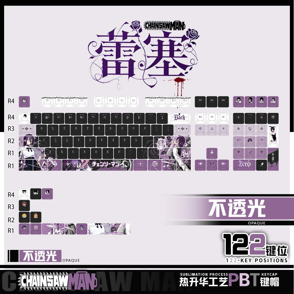 REZE Anime Theme Keycaps Set Customized PBT Sublimation Cherry Profile Keyboard Keycaps for Mechanical Keyboard Accessories Girl