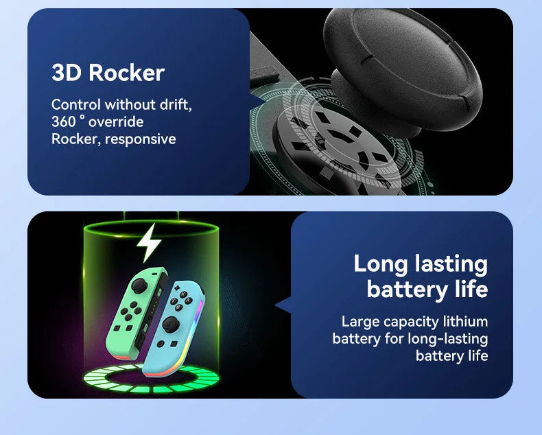 BT 5.2 Joy Controller RGB LED Switch L/R Joypad for Nintendo Switch/Lite/Oled JoyCon Gamepads Joystick with Dual Vibration