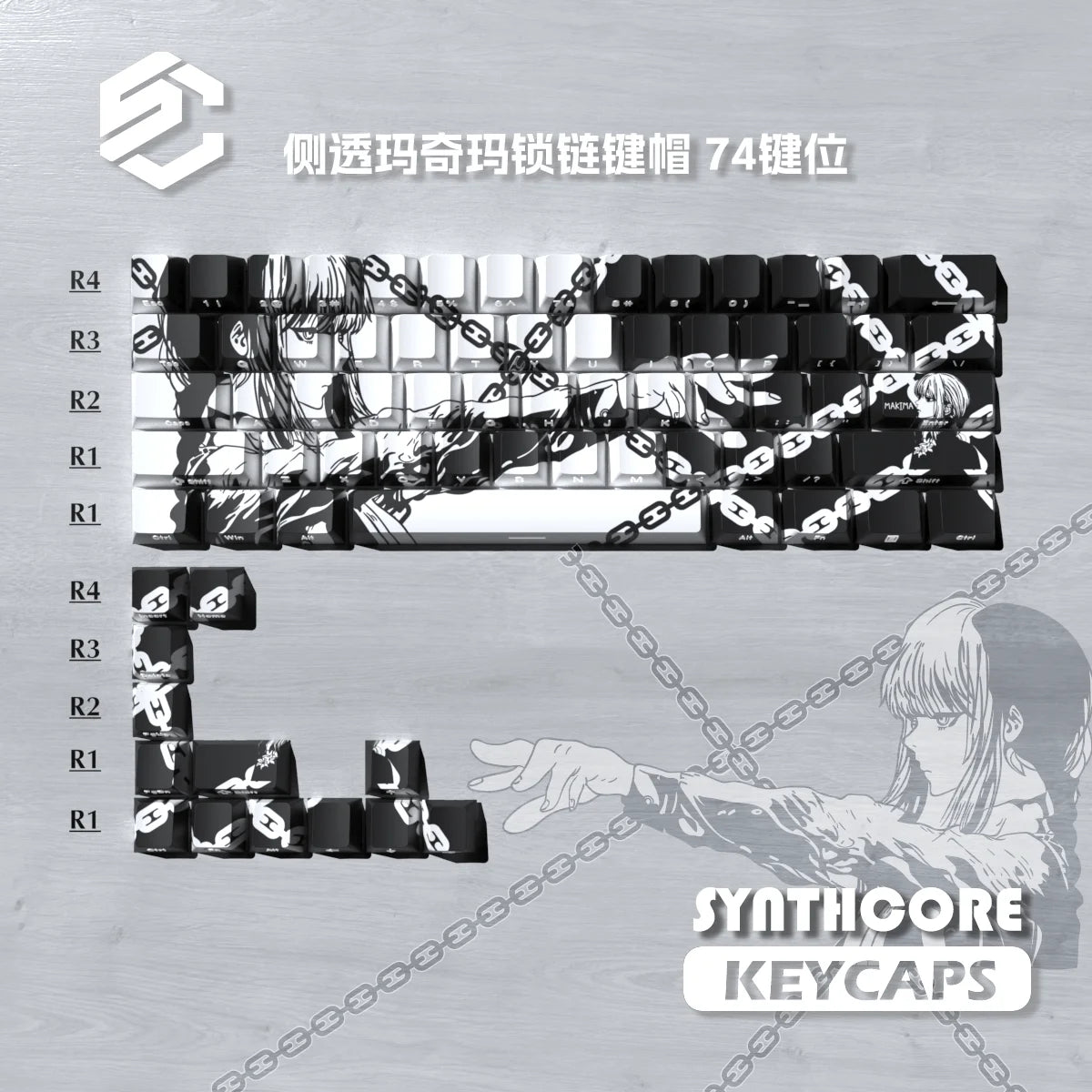 Makima Anime Keycaps Cartoon 129 Keys PBT Keycap Chreey Keycaps Japan Key Cap Dye-sub Mechanical Keyboard Caps for 64/68/71/108