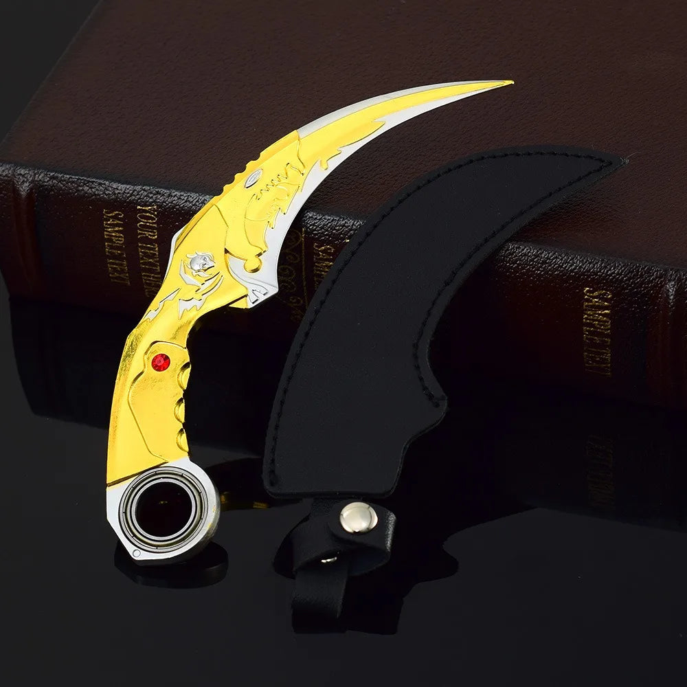17CM Karambit Game Life and Death Peripheral Weapon Dark Moon Double Thorns Metal Model Knife Sword Ornament Gifts Toys for Boys