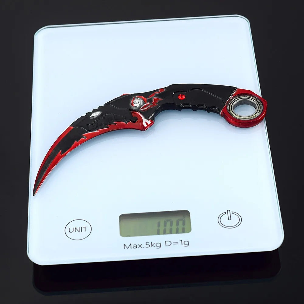 17CM Karambit Game Life and Death Peripheral Weapon Dark Moon Double Thorns Metal Model Knife Sword Ornament Gifts Toys for Boys