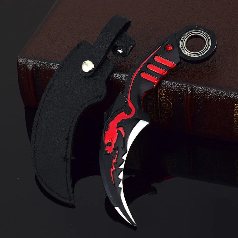 17CM Karambit Game Life and Death Peripheral Weapon Dark Moon Double Thorns Metal Model Knife Sword Ornament Gifts Toys for Boys