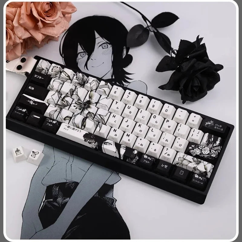 REZE Anime Theme Keycaps Set Customized PBT Sublimation Cherry Profile Keyboard Keycaps for Mechanical Keyboard Accessories Girl