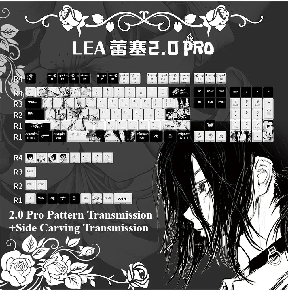 REZE Anime Theme Keycaps Set Customized PBT Sublimation Cherry Profile Keyboard Keycaps for Mechanical Keyboard Accessories Girl