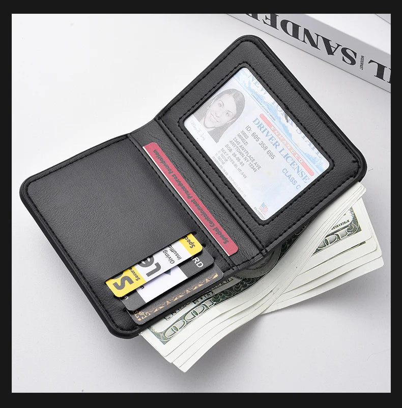 1Pc New Ultra-thin Mini Soft PU Leather Credit Card Wallet Holder Short Vertical High Quality Men's Wallet