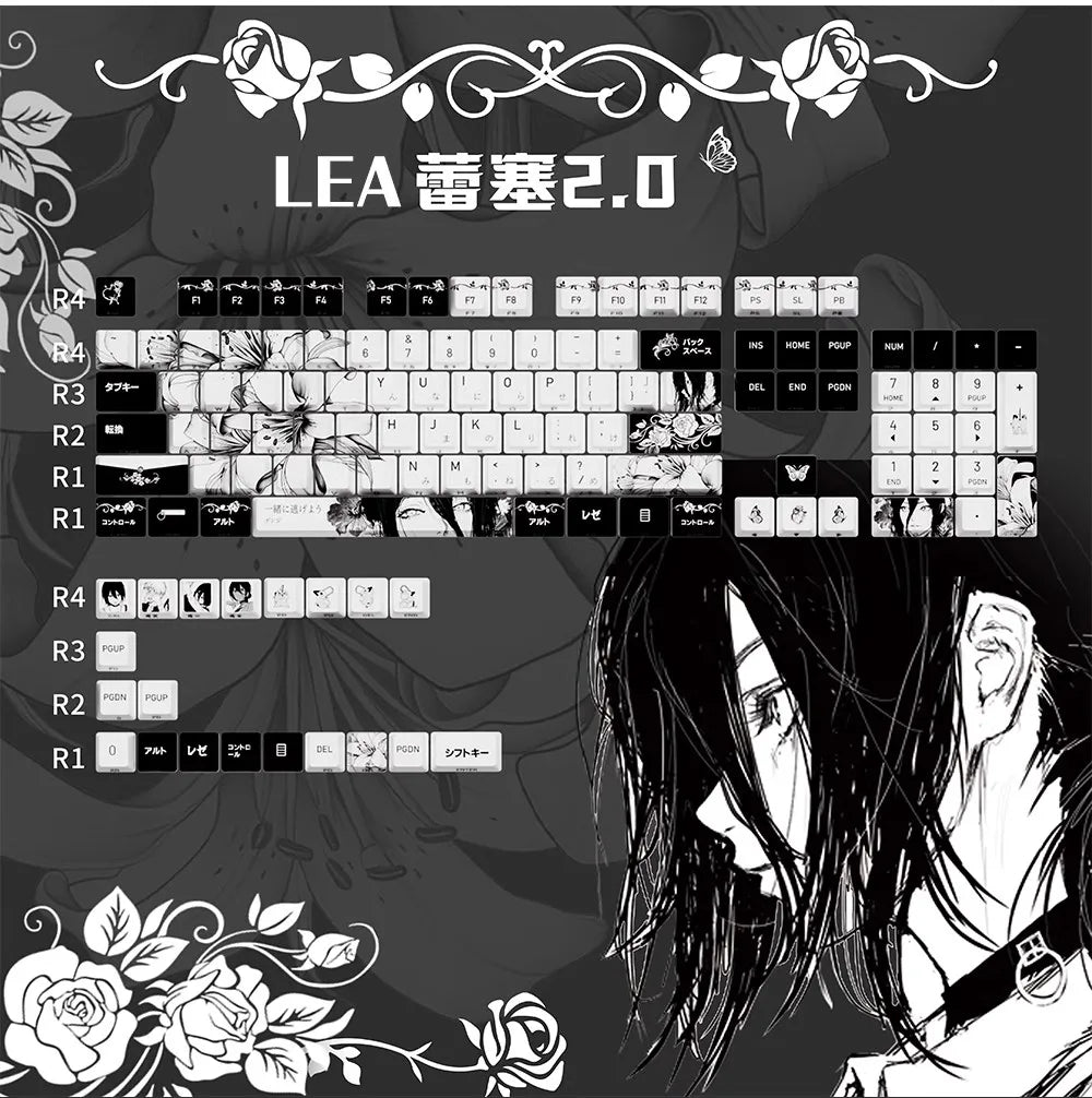 REZE Anime Theme Keycaps Set Customized PBT Sublimation Cherry Profile Keyboard Keycaps for Mechanical Keyboard Accessories Girl