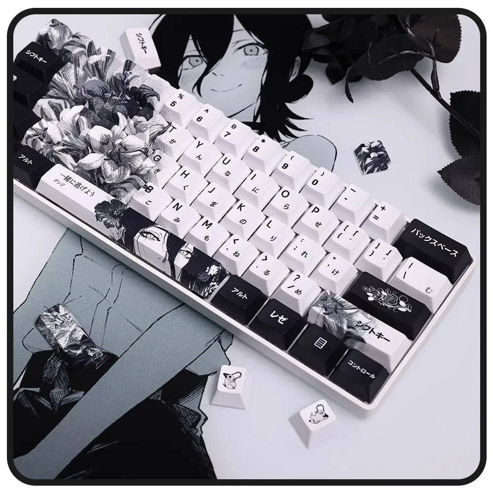 REZE Anime Theme Keycaps Set Customized PBT Sublimation Cherry Profile Keyboard Keycaps for Mechanical Keyboard Accessories Girl