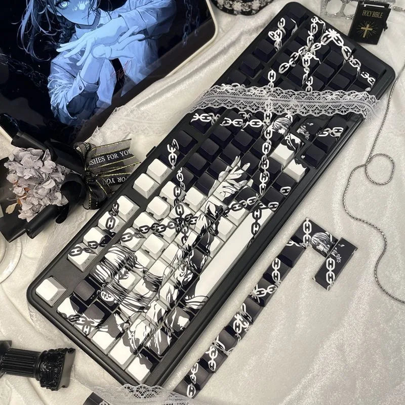 Makima Anime Keycaps Cartoon 129 Keys PBT Keycap Chreey Keycaps Japan Key Cap Dye-sub Mechanical Keyboard Caps for 64/68/71/108