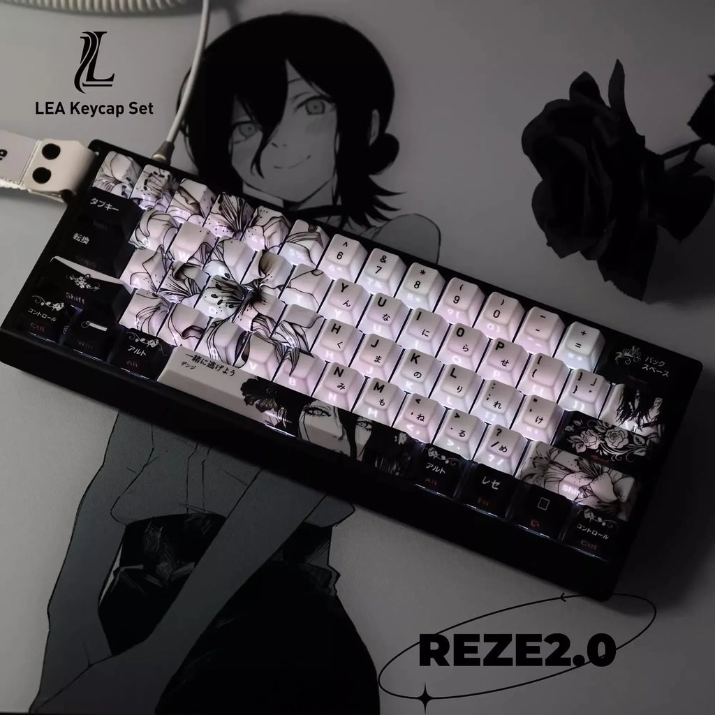 REZE Anime Theme Keycaps Set Customized PBT Sublimation Cherry Profile Keyboard Keycaps for Mechanical Keyboard Accessories Girl