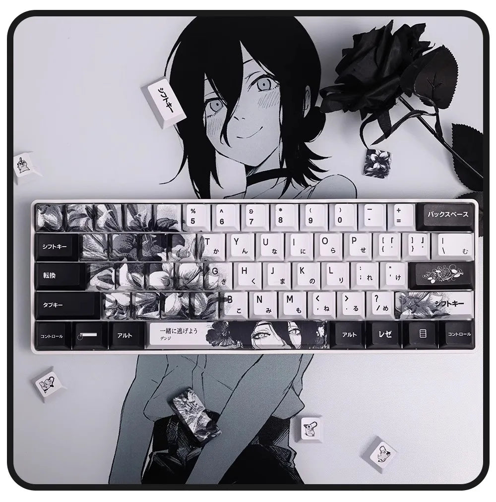 REZE Anime Theme Keycaps Set Customized PBT Sublimation Cherry Profile Keyboard Keycaps for Mechanical Keyboard Accessories Girl