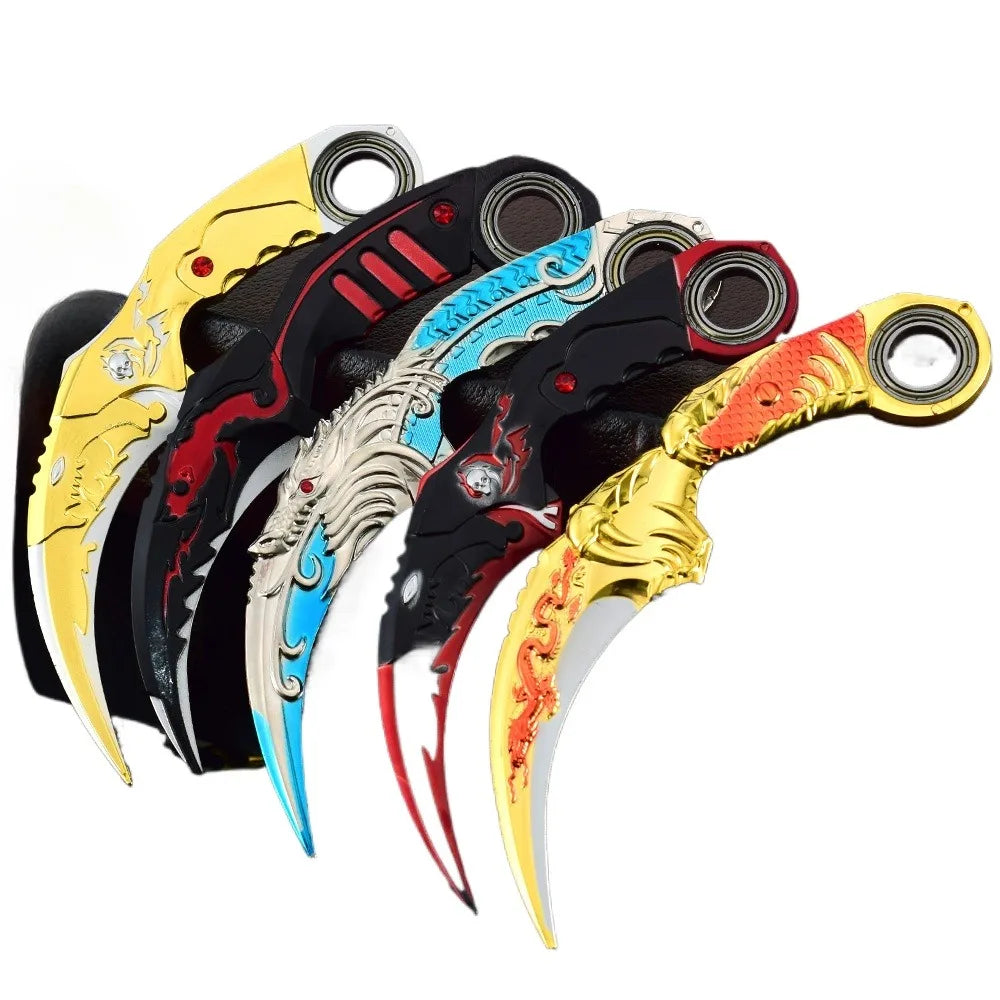 17CM Karambit Game Life and Death Peripheral Weapon Dark Moon Double Thorns Metal Model Knife Sword Ornament Gifts Toys for Boys