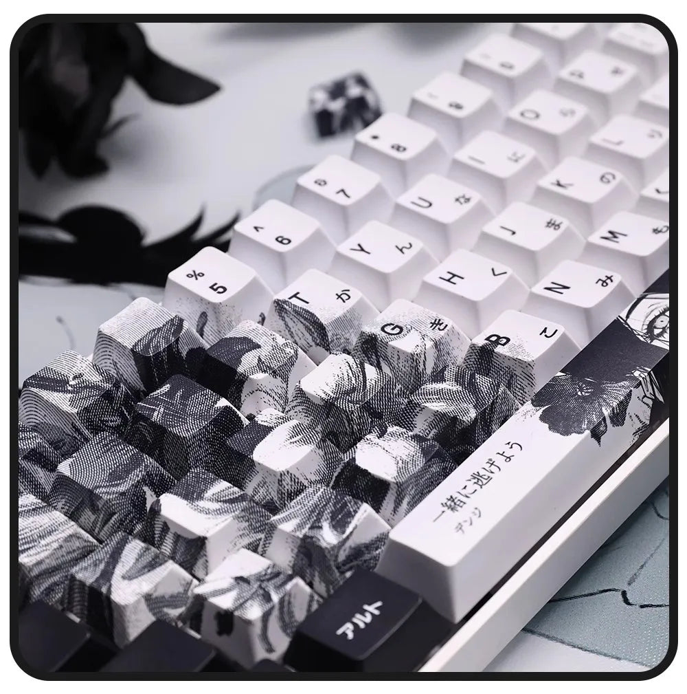 REZE Anime Theme Keycaps Set Customized PBT Sublimation Cherry Profile Keyboard Keycaps for Mechanical Keyboard Accessories Girl