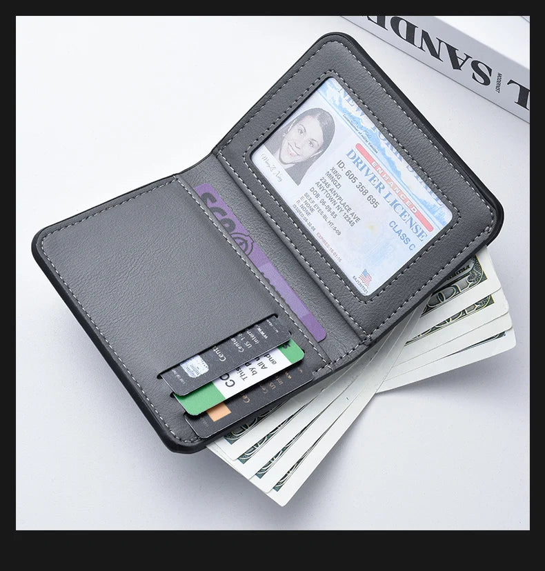 1Pc New Ultra-thin Mini Soft PU Leather Credit Card Wallet Holder Short Vertical High Quality Men's Wallet
