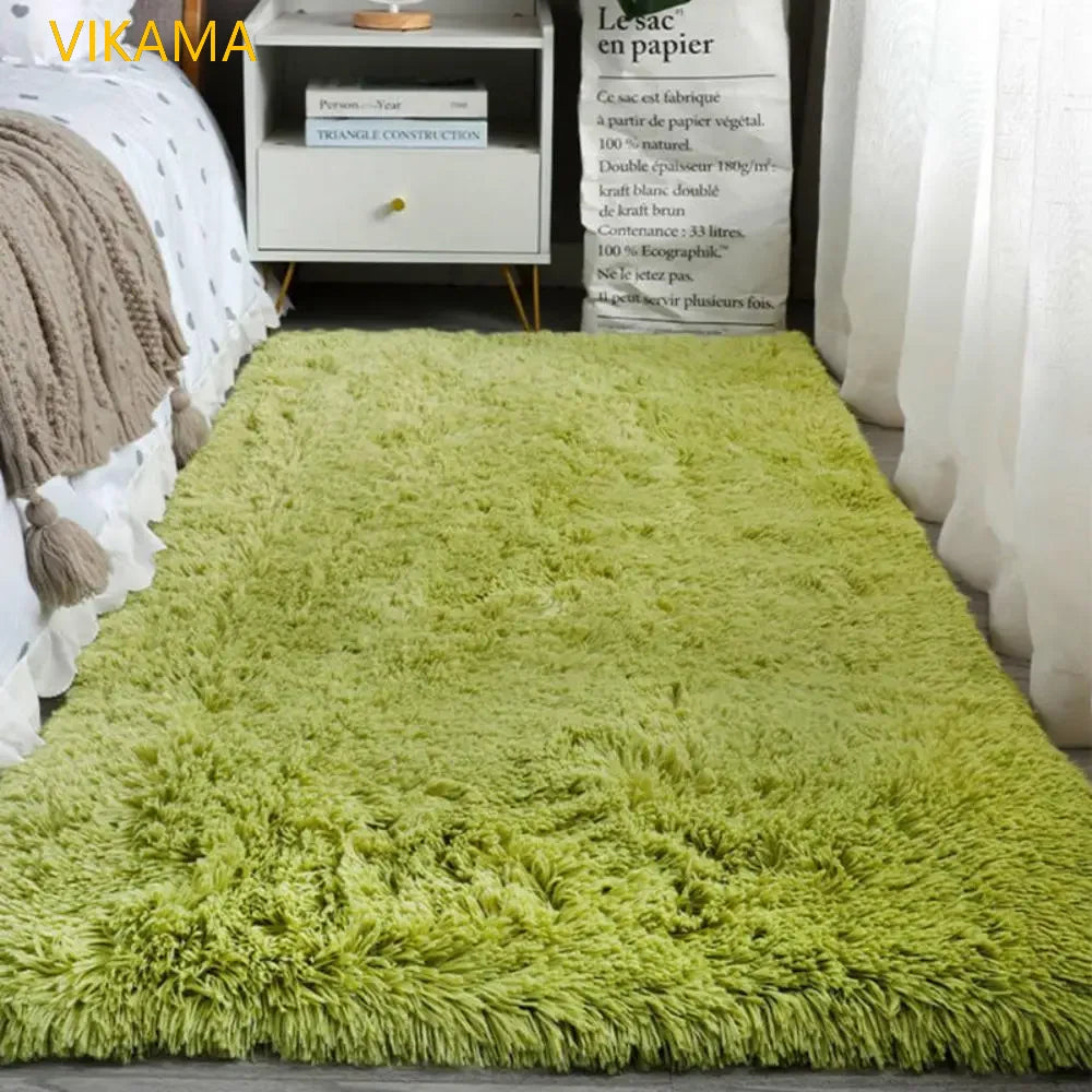 VIKAMA Silk wool Solid Colour Living Room Bedroom Bedside Sofa Soft Mat Home Light Luxury Non-slip Dirty Resistant Washable Rug