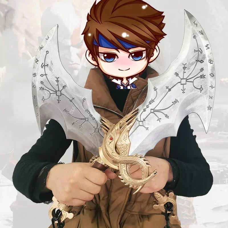 92cm Kratos Katana Axe Anime God of War 4 Cosplay Prop Athena Leviathan Blade Chaos Sword Real Japanese Katana Samurai Sabre Toy