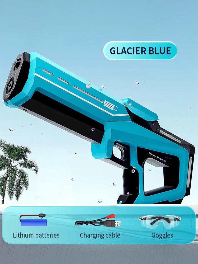 Pulse Electric Water Gun Spray Water Continuously Toy Gun with LED Flow Light&Goggle Children Pool Toy Automatical Suck Up Water