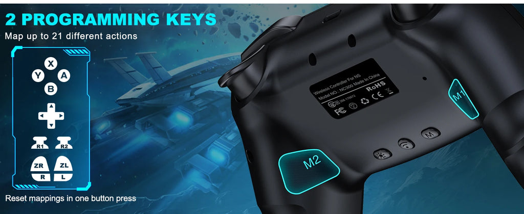 Dinofire Wireless Bluetooth RGB Controller for Nintendo Switch/Switch OLED/Switch Lite/PC/Mobile Gamepad Multi-Function Joystick