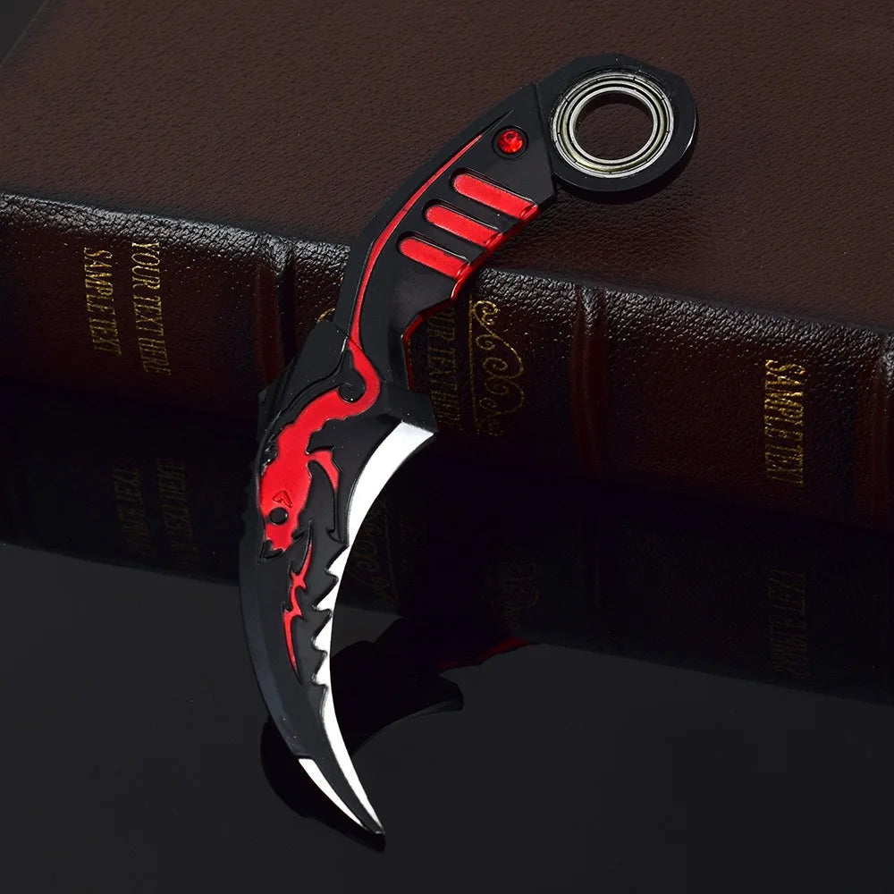 17CM Karambit Game Life and Death Peripheral Weapon Dark Moon Double Thorns Metal Model Knife Sword Ornament Gifts Toys for Boys