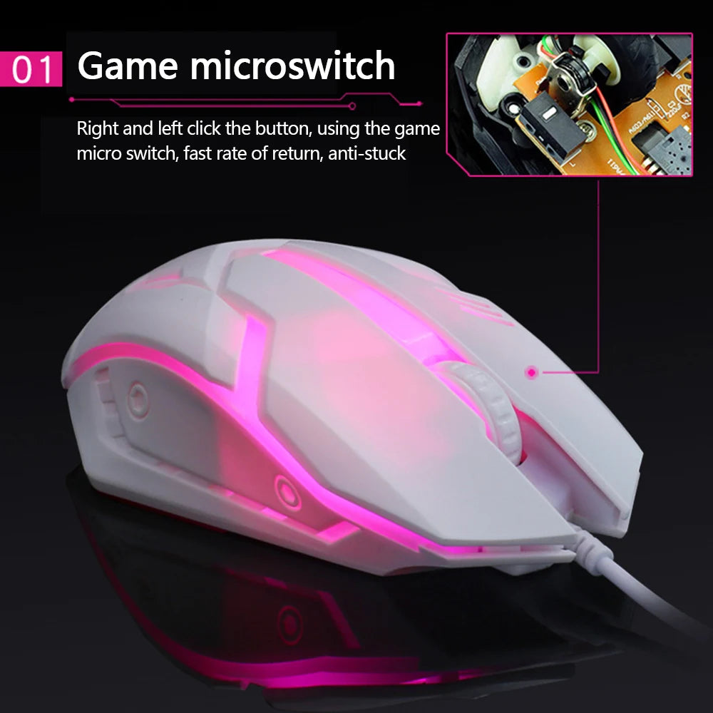 Limei S1 E Sports LED Luminous Backlit Wired Mouse USB Wired For Desktop Laptop Mute Office Computer Gaming Mouse