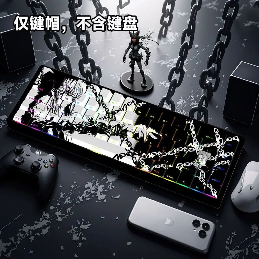 Makima Anime Keycaps Cartoon 129 Keys PBT Keycap Chreey Keycaps Japan Key Cap Dye-sub Mechanical Keyboard Caps for 64/68/71/108