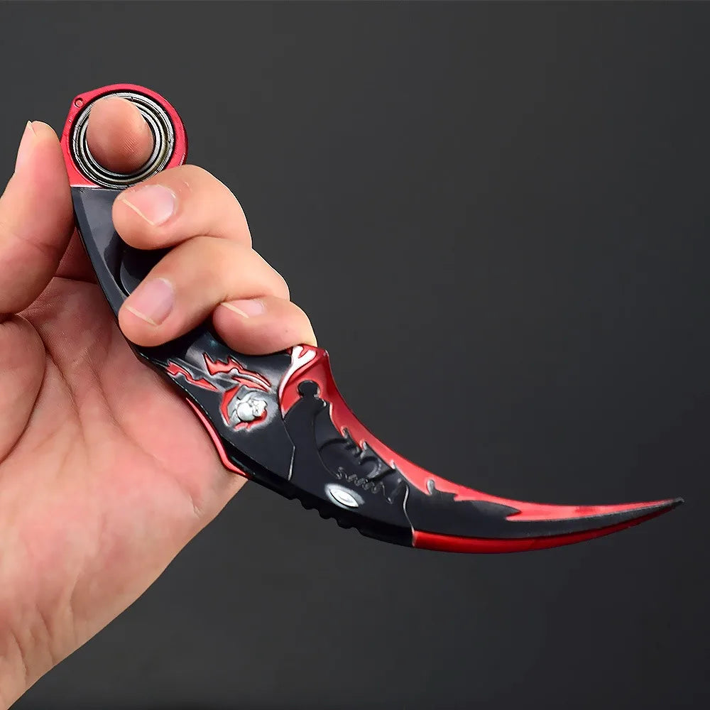 17CM Karambit Game Life and Death Peripheral Weapon Dark Moon Double Thorns Metal Model Knife Sword Ornament Gifts Toys for Boys
