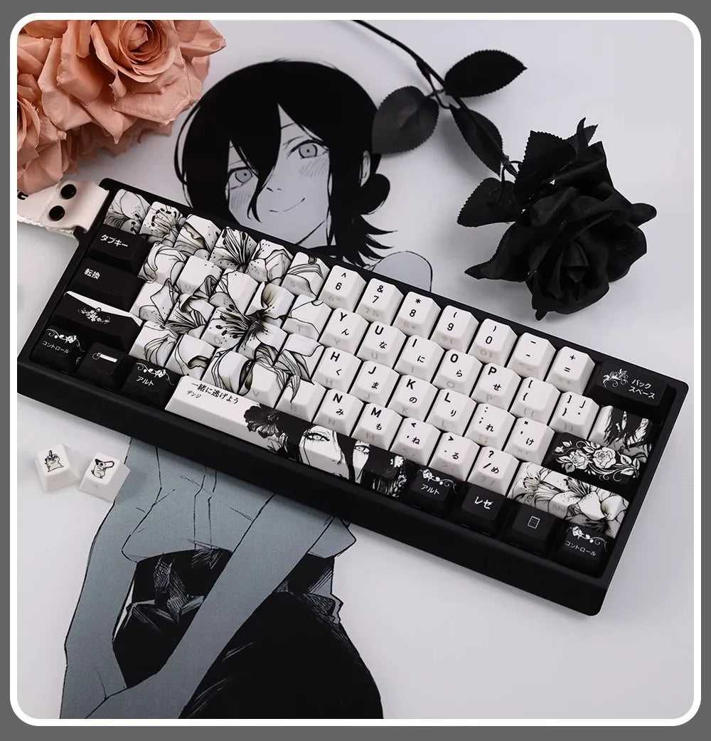 REZE Anime Theme Keycaps Set Customized PBT Sublimation Cherry Profile Keyboard Keycaps for Mechanical Keyboard Accessories Girl