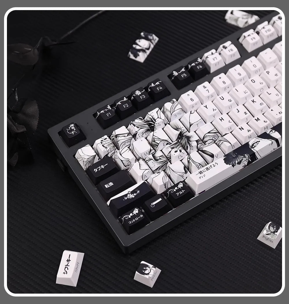 REZE Anime Theme Keycaps Set Customized PBT Sublimation Cherry Profile Keyboard Keycaps for Mechanical Keyboard Accessories Girl