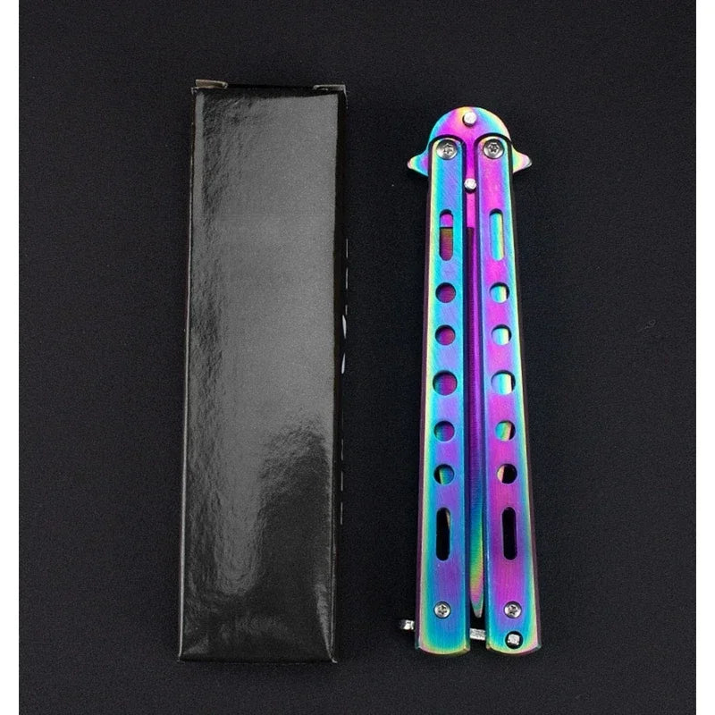 Foldable Comb Stainless Steel Practice Training Butterfly Knife Comb Beard Moustache Brushe Salon Hairdressing Hair Styling Tool