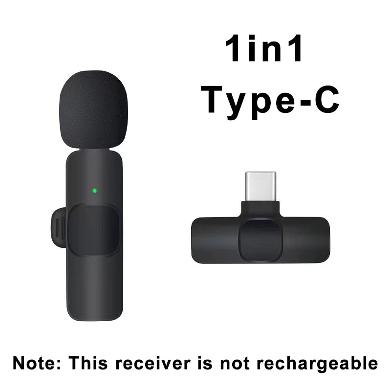 Wireless Lavalier Microphone Mini Portable Audio Video Recording Mic for iPhone Android Live Broadcast Gaming