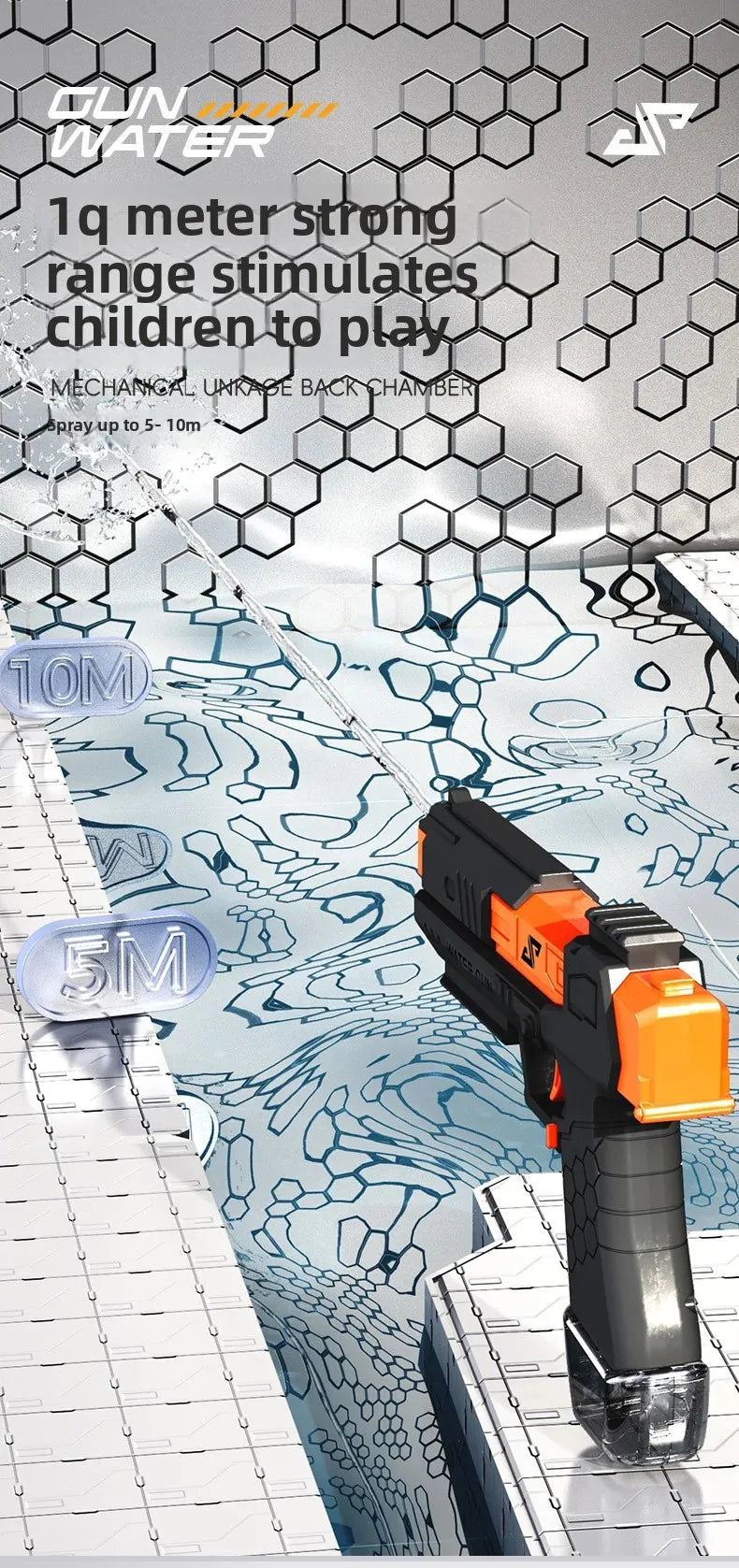 Cross-Border Children's Glock Water Gun Manual Continuous Fire Beach Backpack Water Gun Bath Toy from Mainland China