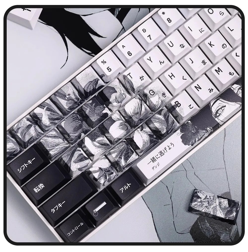 REZE Anime Theme Keycaps Set Customized PBT Sublimation Cherry Profile Keyboard Keycaps for Mechanical Keyboard Accessories Girl