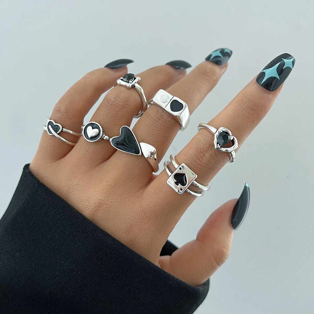 Punk Gothic Skeleton Unisex Ring Set Grunge Butterfly Frog Woman Man Jewelry Hip Hop Party Street Ring 2024 New Jewelry Gift