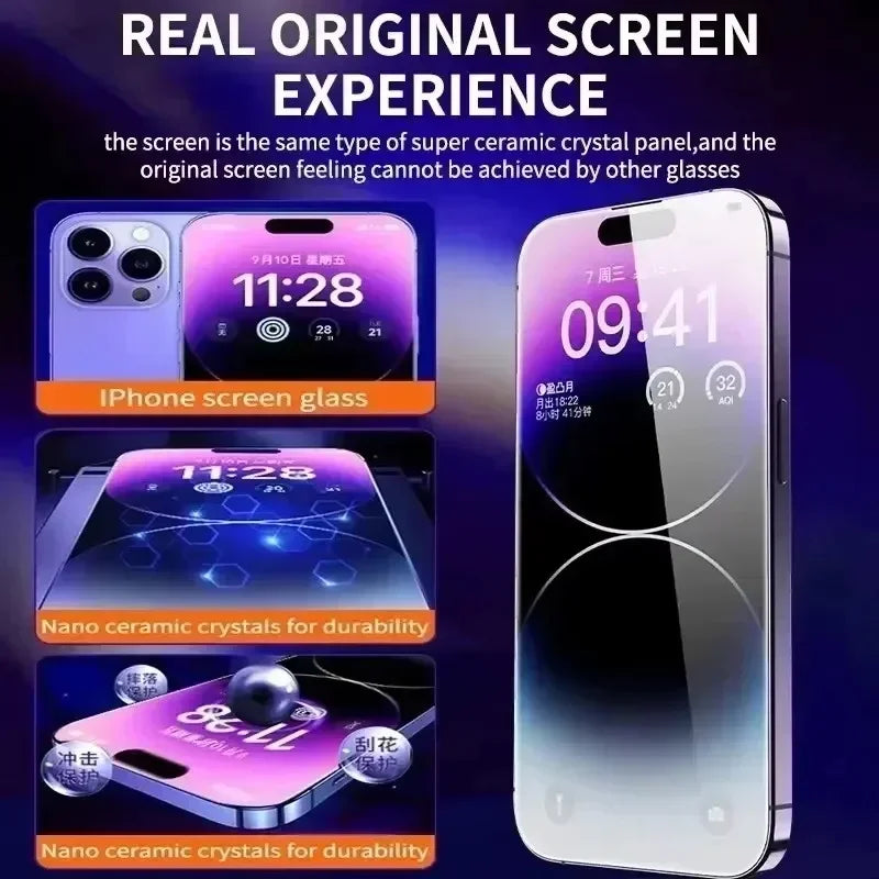 3Pcs Dust Free Installation Privacy Screen Protector For iPhone 16 15 14 13 12 11 Pro Max Mini XS X 17 15 16 Plus Anti-spy Glass