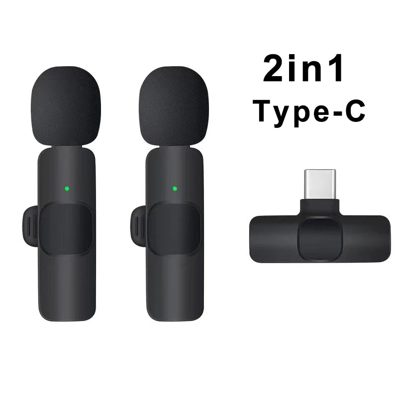 Wireless Lavalier Microphone Mini Portable Audio Video Recording Mic for iPhone Android Live Broadcast Gaming