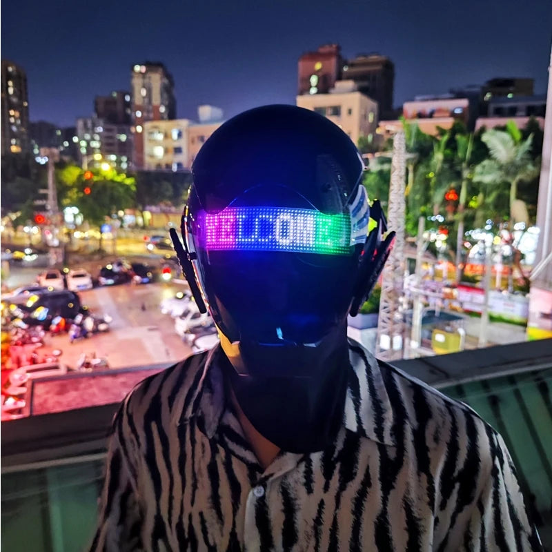 Cyberpunk Mask Led Hair Festival Halloween Christmas Cosplay Helmet Party Gift For Adults