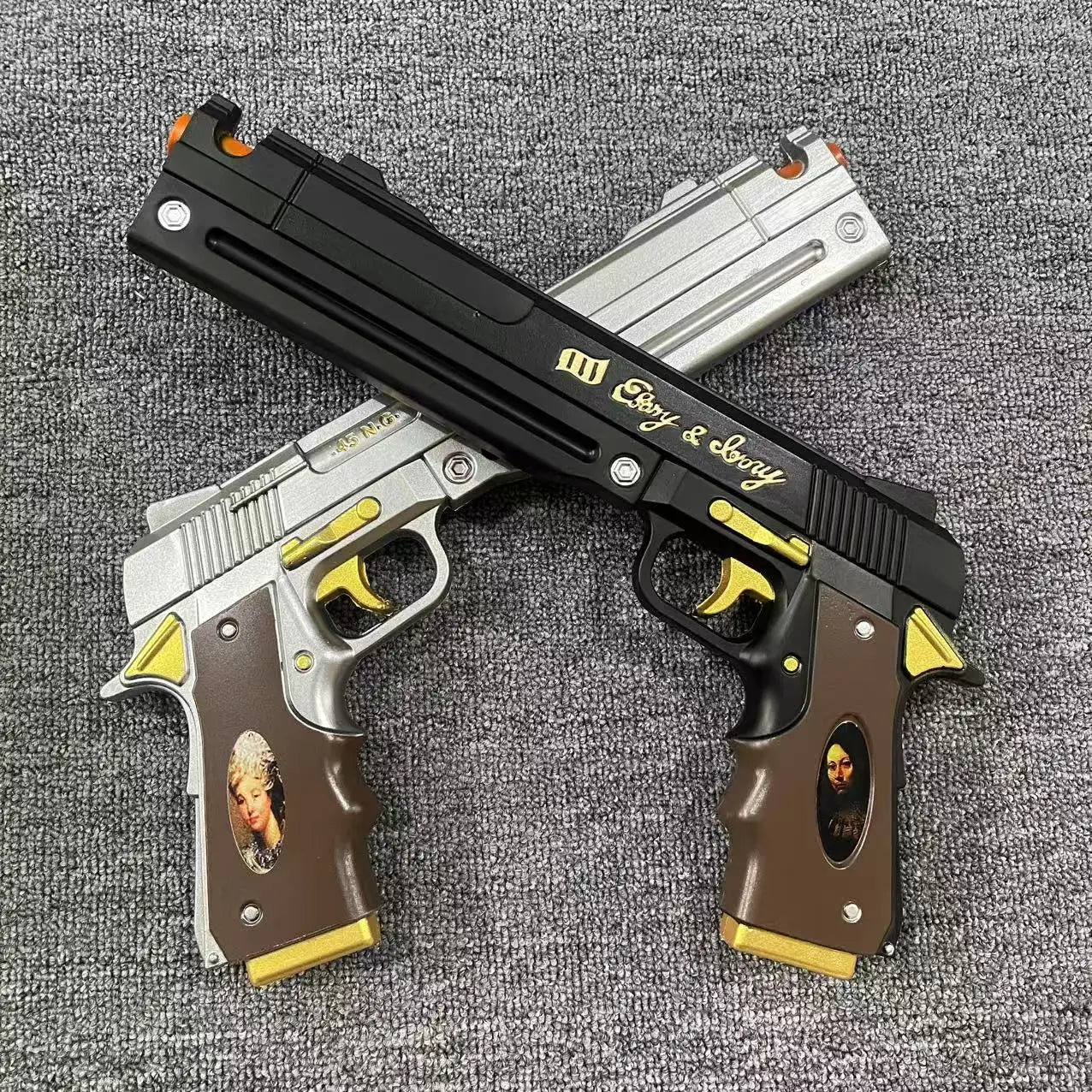 PU Dante Pistol Gun Ebony Ivory Weapon Anime Devil May Cry 4 Cosplay Prop DMC Gun Real Size Japanese Katana Samurai Sabre Toy