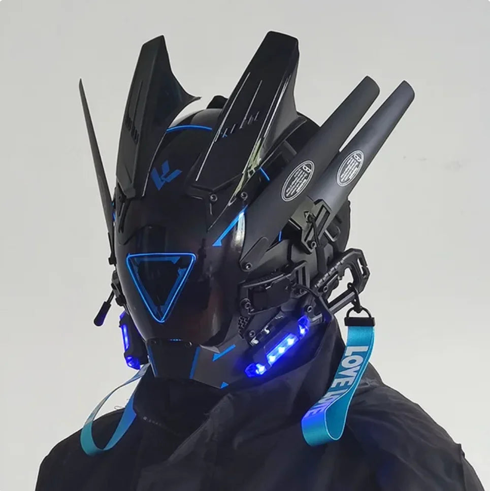 Cyberpunk Mask Led Hair Festival Halloween Christmas Cosplay Helmet Party Gift For Adults