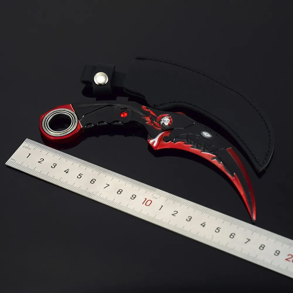 17CM Karambit Game Life and Death Peripheral Weapon Dark Moon Double Thorns Metal Model Knife Sword Ornament Gifts Toys for Boys