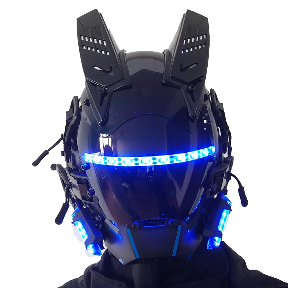 Cyberpunk Mask Led Hair Festival Halloween Christmas Cosplay Helmet Party Gift For Adults