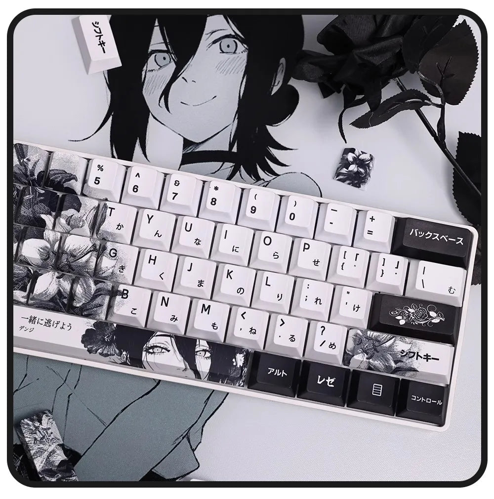 REZE Anime Theme Keycaps Set Customized PBT Sublimation Cherry Profile Keyboard Keycaps for Mechanical Keyboard Accessories Girl