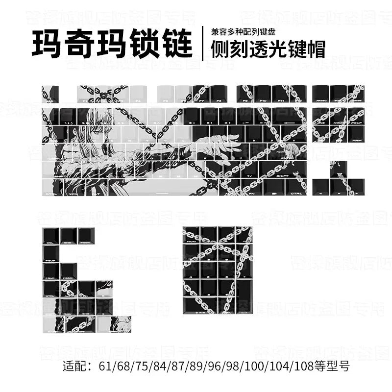 Makima Anime Keycaps Cartoon 129 Keys PBT Keycap Chreey Keycaps Japan Key Cap Dye-sub Mechanical Keyboard Caps for 64/68/71/108