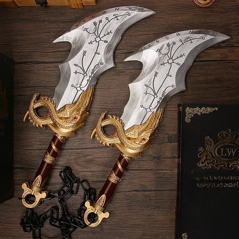 92cm Kratos Katana Axe Anime God of War 4 Cosplay Prop Athena Leviathan Blade Chaos Sword Real Japanese Katana Samurai Sabre Toy